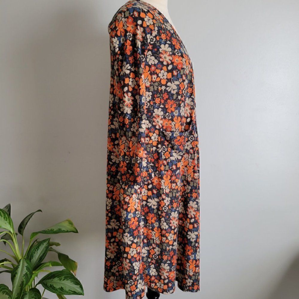 EUC LULAROE DITSY FLORAL LONG LIGHT WEIGHT POCKET CARDIGAN SIZE XS - Picture 2 of 13